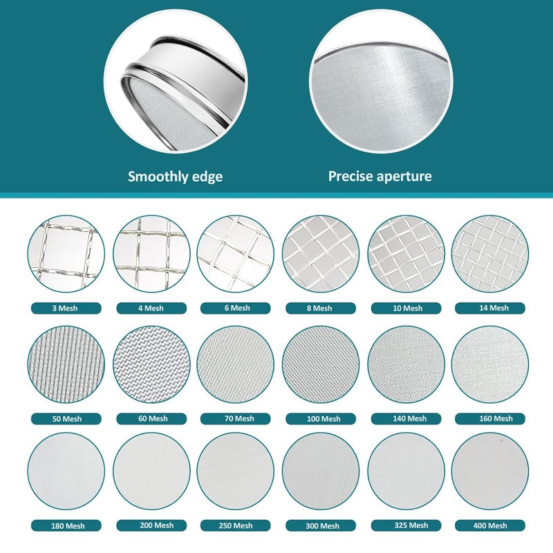 LVDALAB 304 Stainless Steel Mesh Lab Sieve, 2000 Mesh(0.0075mm) Aperture Test Sieve, 7.9Inch(20cm) Diameter Economy Standard Analysis Sample Test Sieves for Industrial Laboratory Homes - Image 3